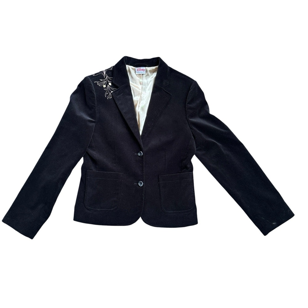 Disney Tinker Bell Velvet Blazer Womens Small Black Embroidered‎ Limited Edition